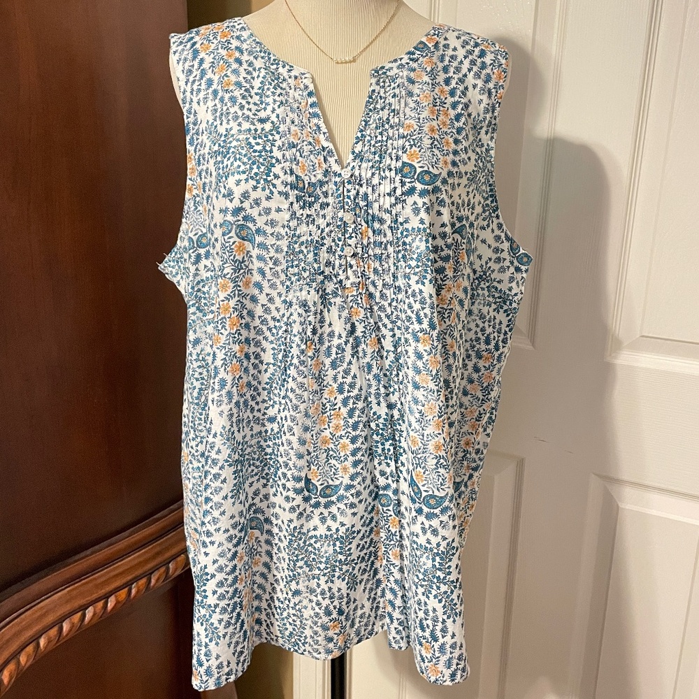 Nordstrom Caslon Teal Soul Boho Print Sleeveless Top